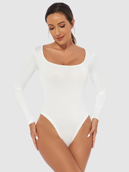 Full Size Scoop Neck Long Sleeve Bodysuit – product image 1