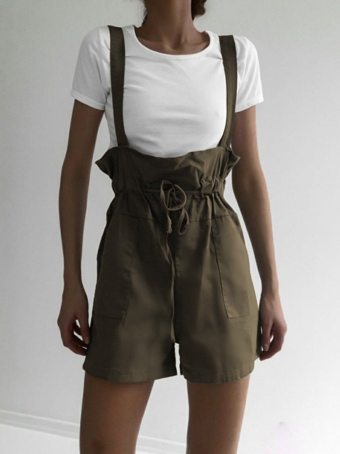 Drawstring Wide Strap Overalls with Pockets – product image 11