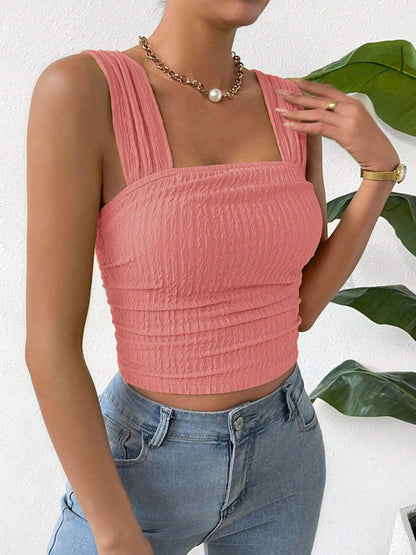 Textured Square Neck Wide Strap Tank – product image 21