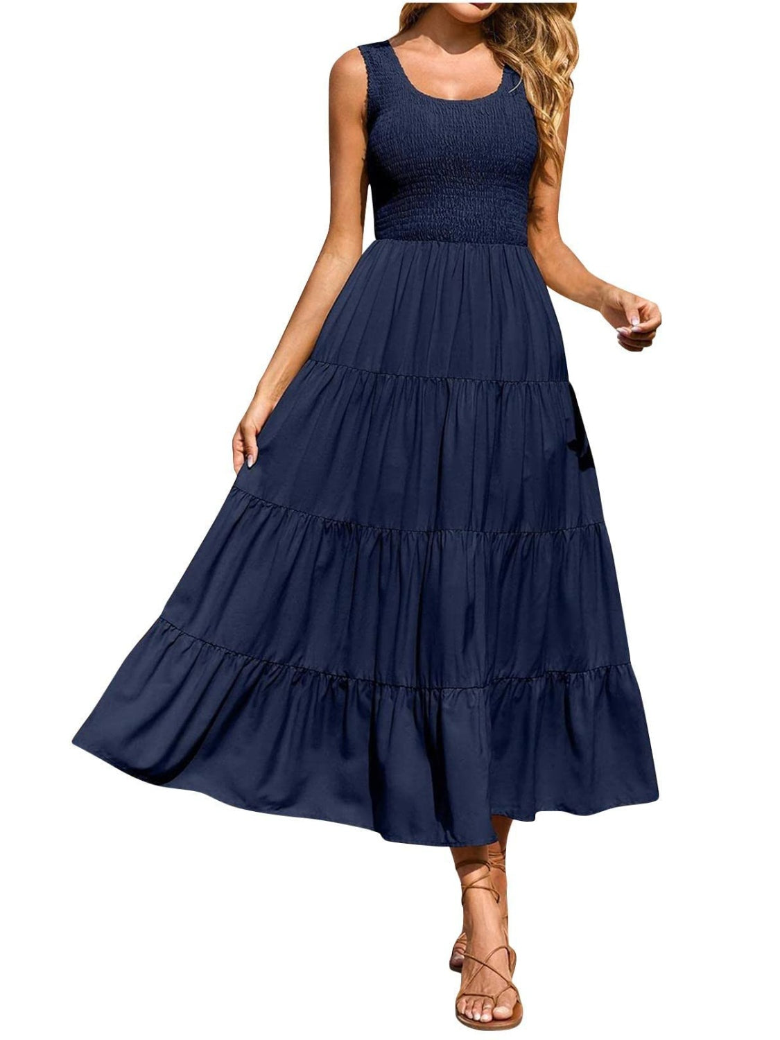 Tiered Smocked Wide Strap Dress – product image 21
