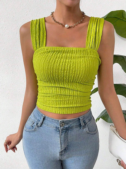Textured Square Neck Wide Strap Tank – product image 3