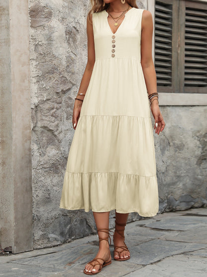 Decorative Button Notched Sleeveless Dress – product image 24