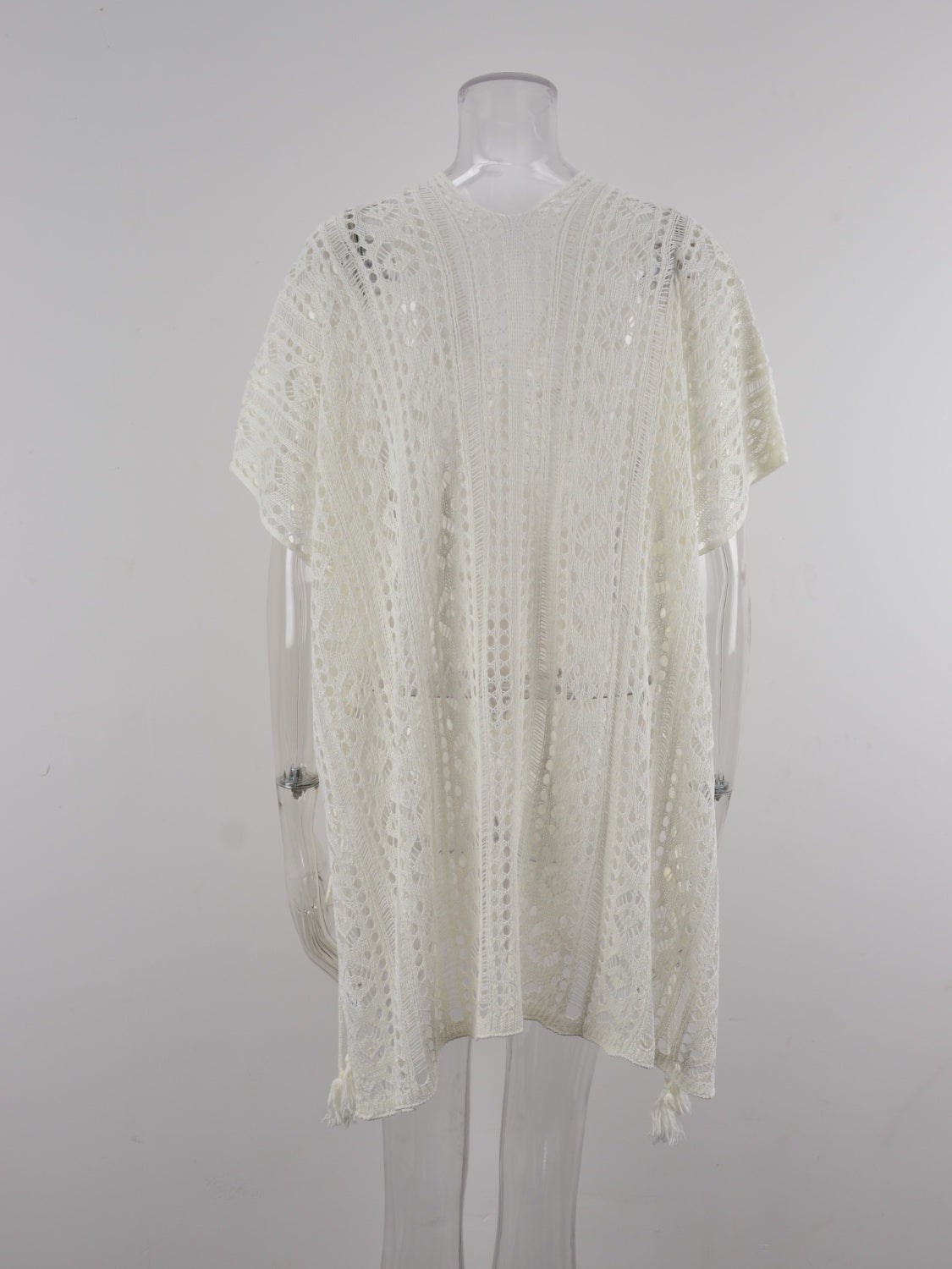 Cutout V-Neck Cover-Up with Tassel – product image 3