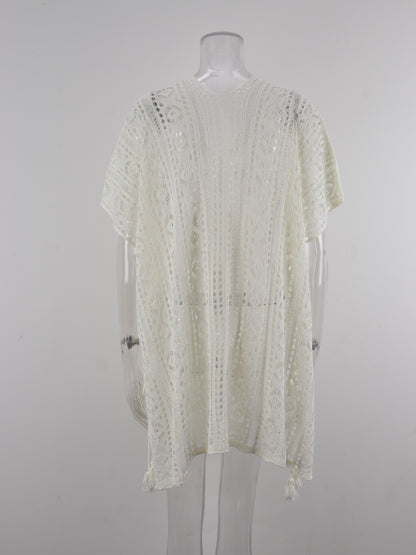 Cutout V-Neck Cover-Up with Tassel – product image 3