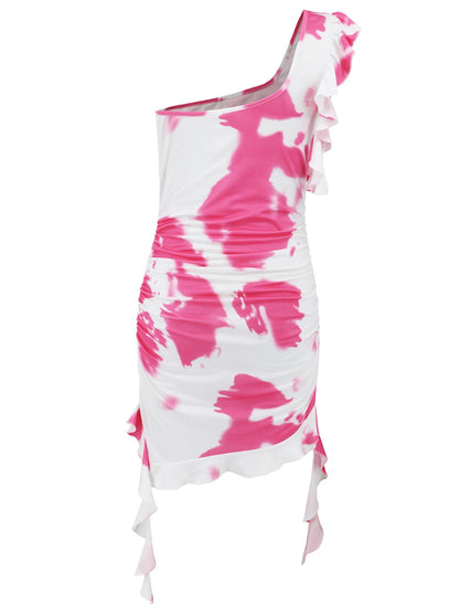 Ruffled Tie-Dye Single Shoulder Mini Dress – product image 14