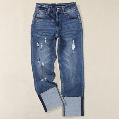 Harun Ankle-bite Ripped Cropped Pants For Women