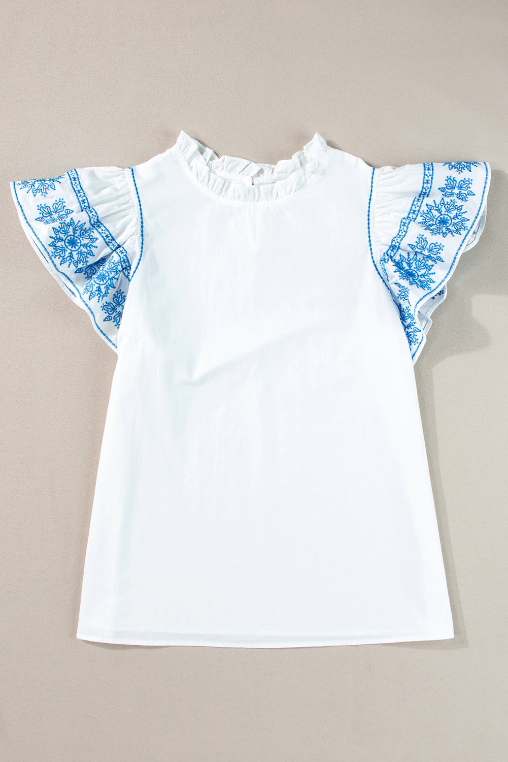 Ruffled Mock Neck Cap Sleeve Blouse – product image 2