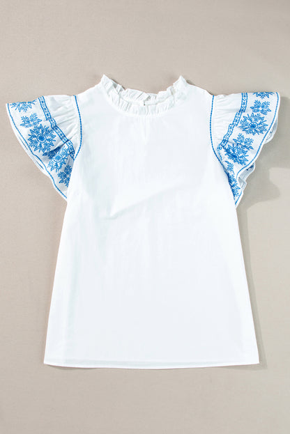 Ruffled Mock Neck Cap Sleeve Blouse – product image 2