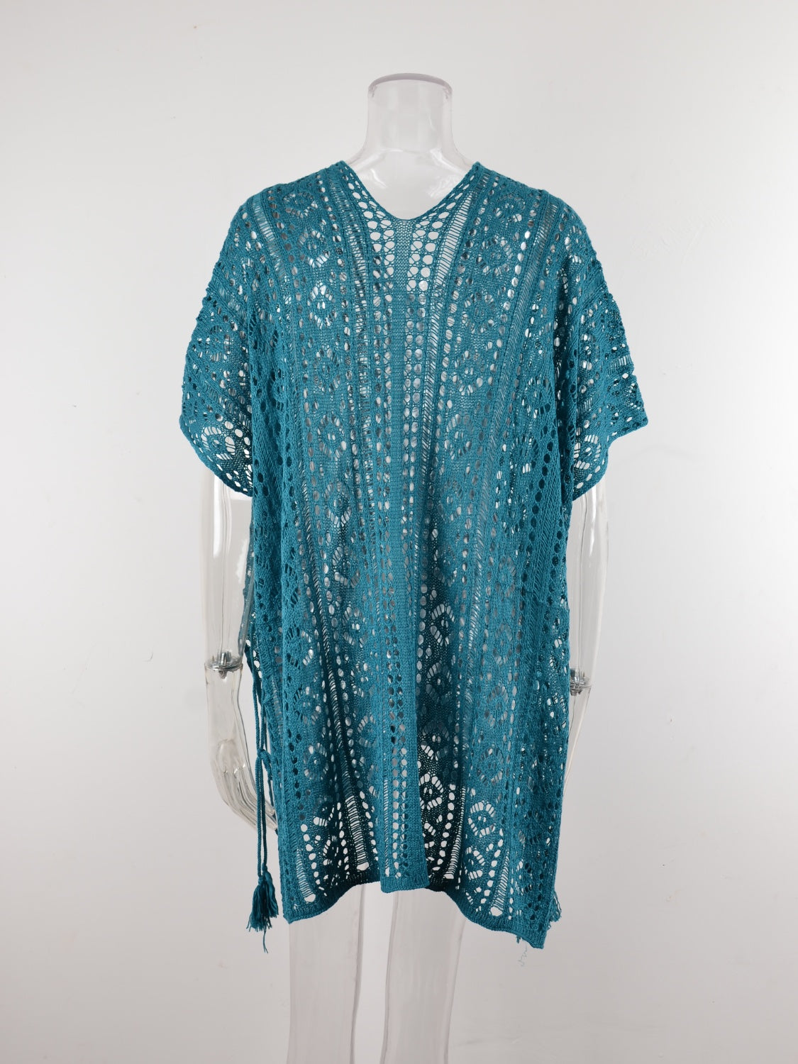 Cutout V-Neck Cover-Up with Tassel – product image 12