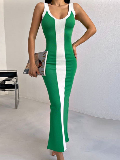 Contrast Wide Strap Slit Midi Dress – product image 10