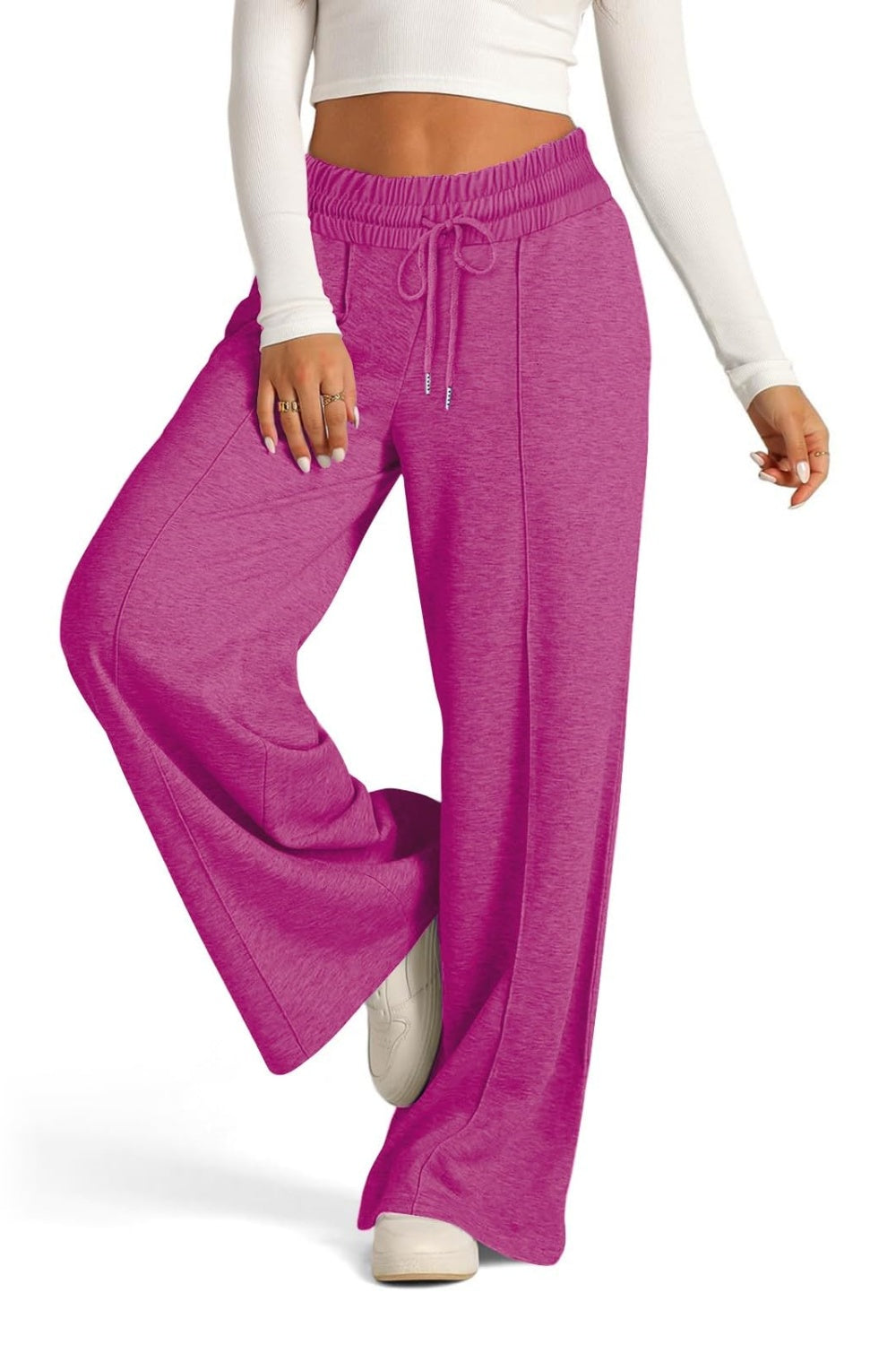 Drawstring Elastic Waist Wide Leg Pants – product image 18