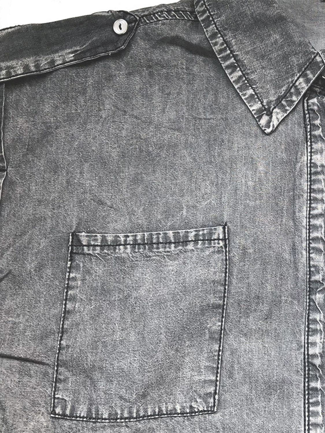 Collared Neck Cap Sleeve Denim Top – product image 6