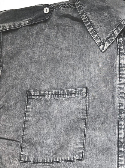 Collared Neck Cap Sleeve Denim Top – product image 6