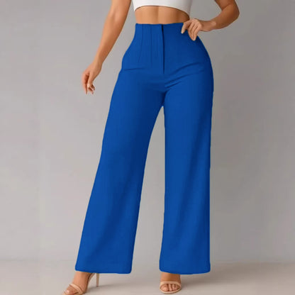 Womens Casual Solid-color Wide-leg Pants