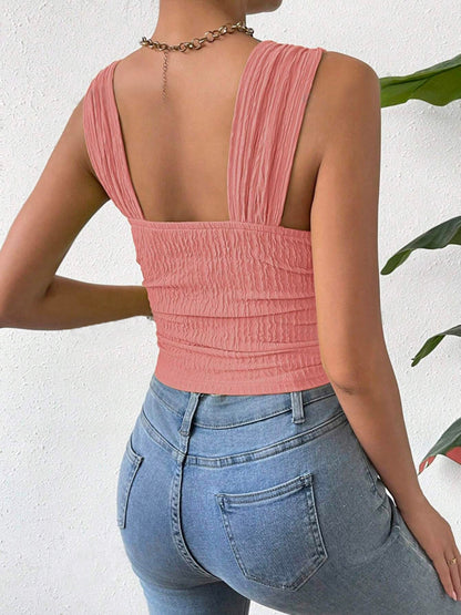 Textured Square Neck Wide Strap Tank – product image 22