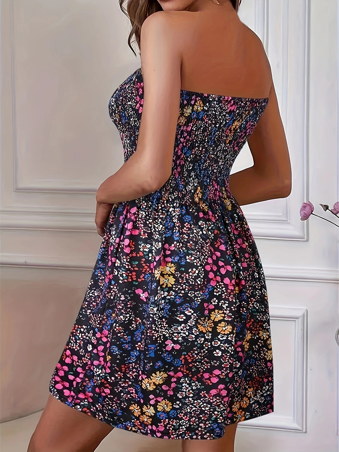Full Size Smocked Printed Tube Mini Dress – product image 7
