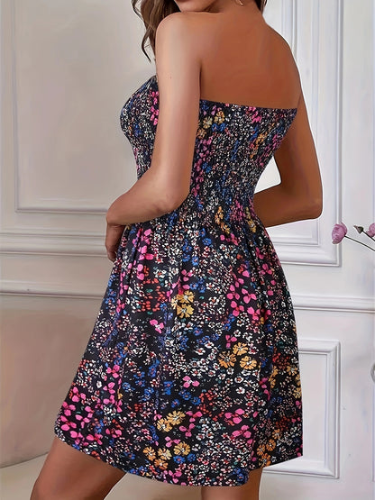 Full Size Smocked Printed Tube Mini Dress – product image 7
