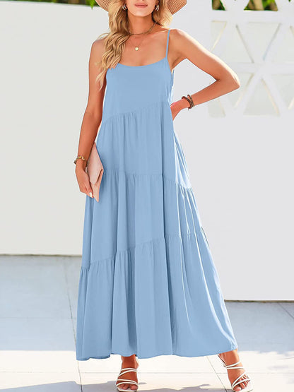 Full Size Ruched Tiered Spaghetti Strap Dress – product image 20