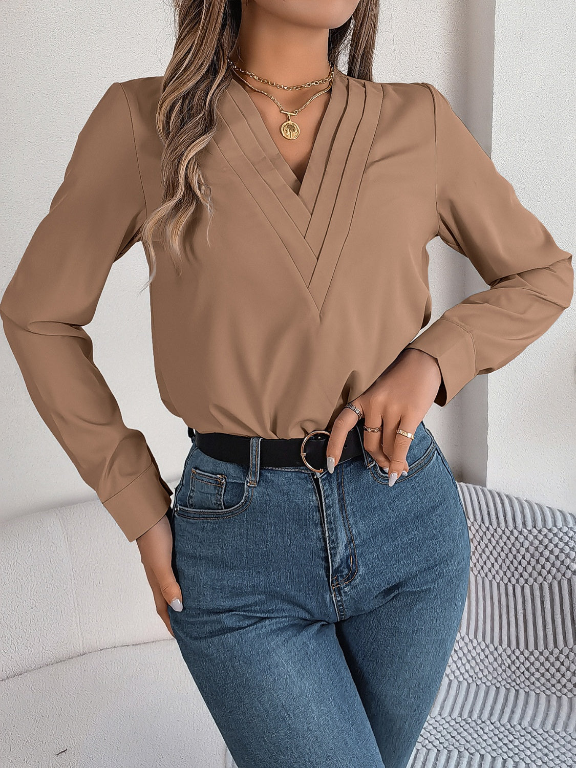 V-Neck Long Sleeve Blouse – product image 12