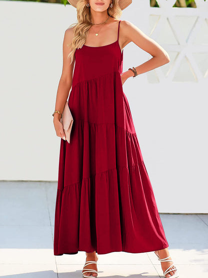 Full Size Ruched Tiered Spaghetti Strap Dress – product image 5
