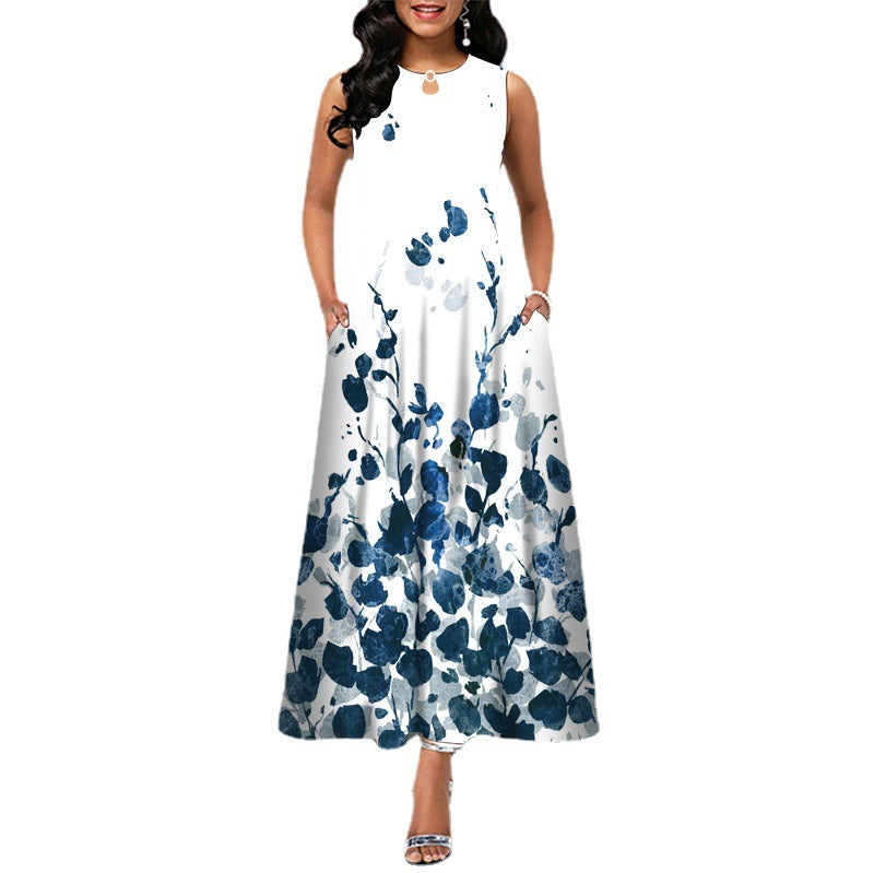 Black and White Floral Print Maxi Dress