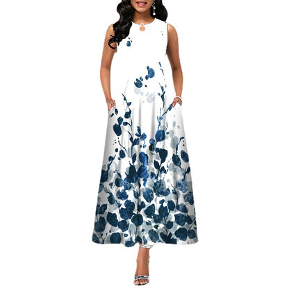 Black and White Floral Print Maxi Dress