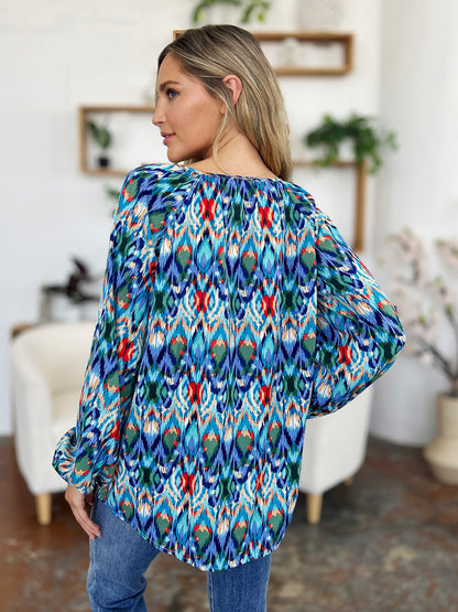 Double Take Full Size Printed Balloon Sleeve Blouse – product image 14