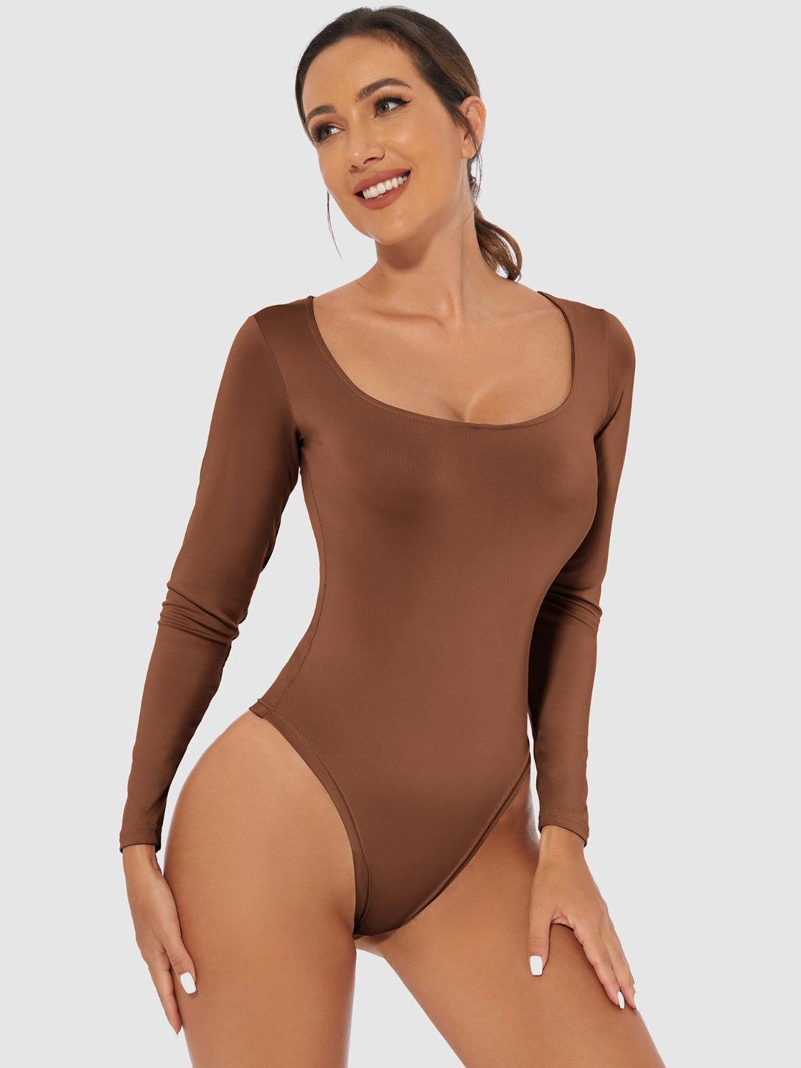 Full Size Scoop Neck Long Sleeve Bodysuit – product image 7