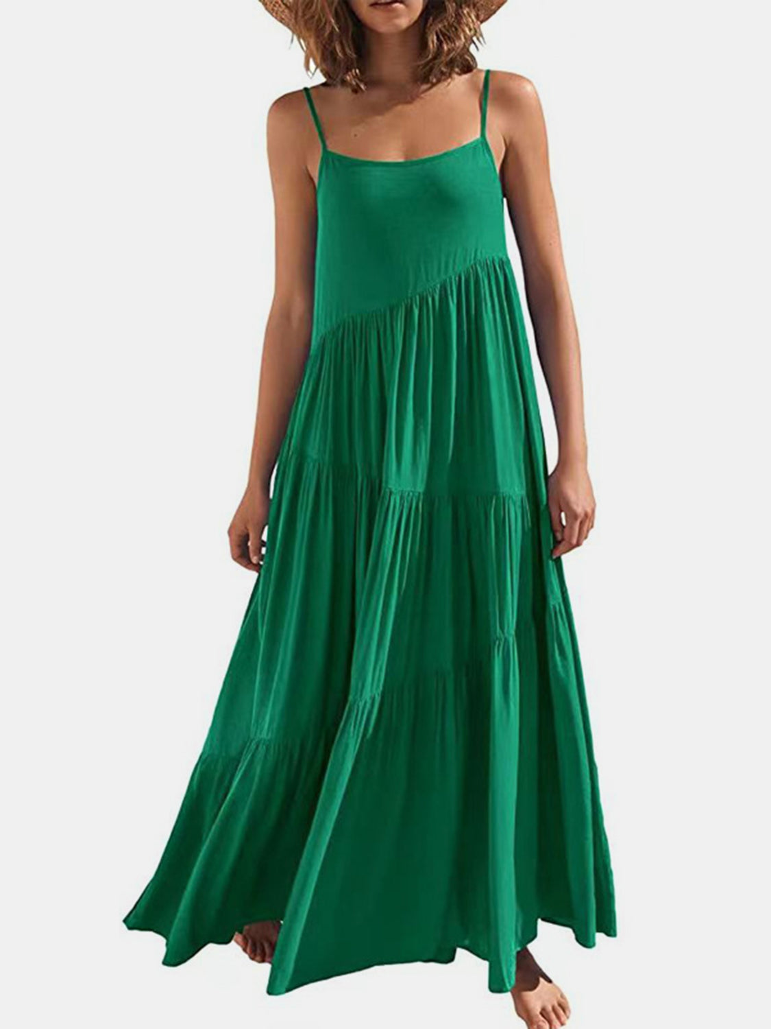 Full Size Ruched Tiered Spaghetti Strap Dress – product image 4