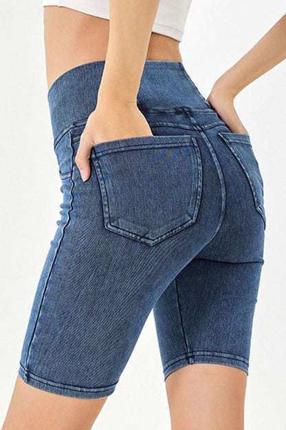 Basic Bae Asymmetrical Waist Denim Shorts with Pockets – product image 9