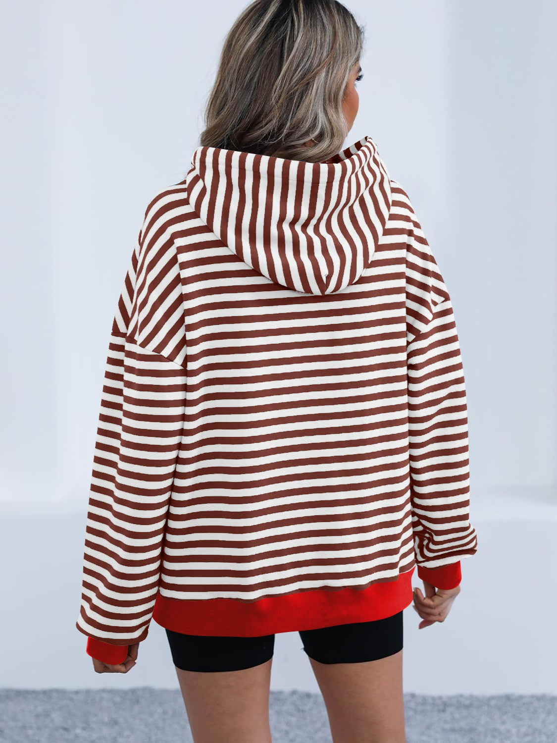 Drawstring Striped Long Sleeve Hoodie – product image 11