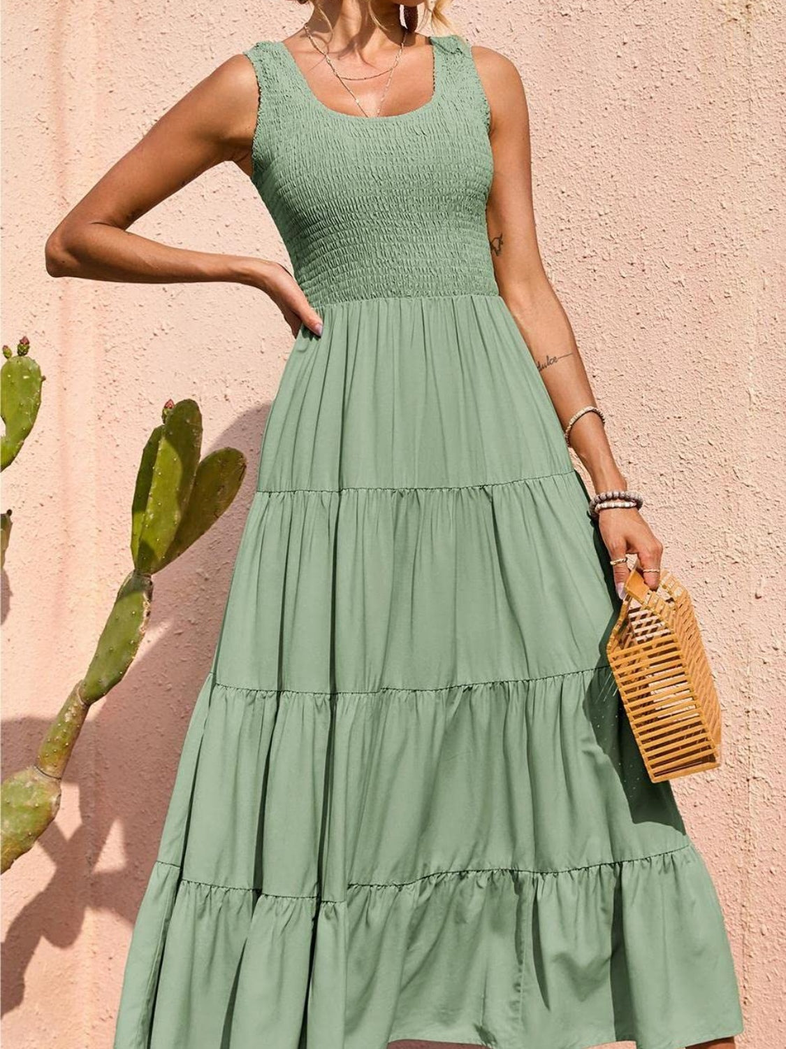 Tiered Smocked Wide Strap Dress – product image 3