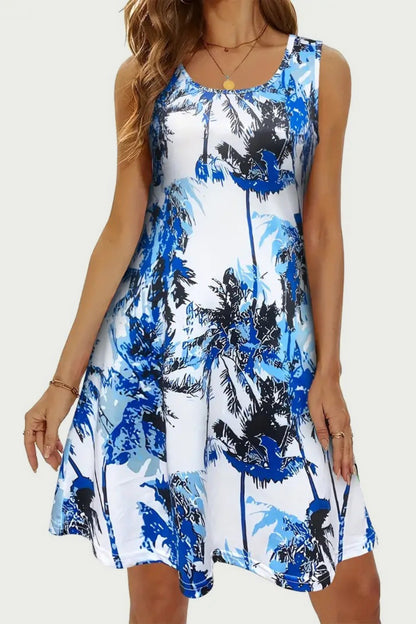 Printed Scoop Neck Wide Strap Mini Dress – product image 4