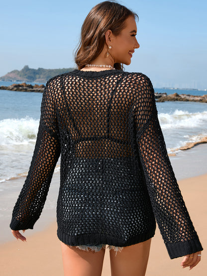 Heart Openwork Long Sleeve Cover-Up – product image 2