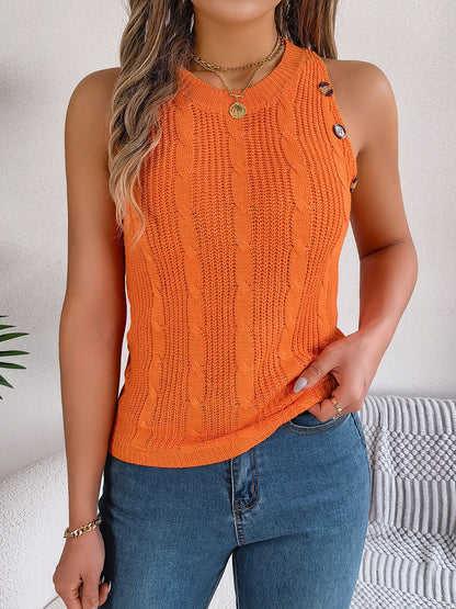 Cable-Knit Round Neck Vest – product image 13