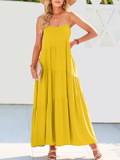 Full Size Ruched Tiered Spaghetti Strap Dress – product image 10