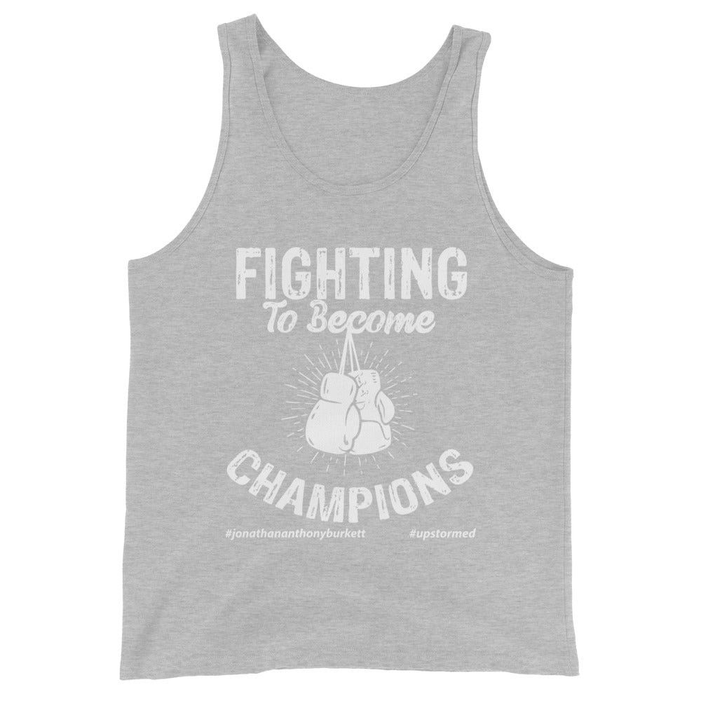 Fighting To Become Champions Upstormed Tank Top in Athletic Heather — front view
