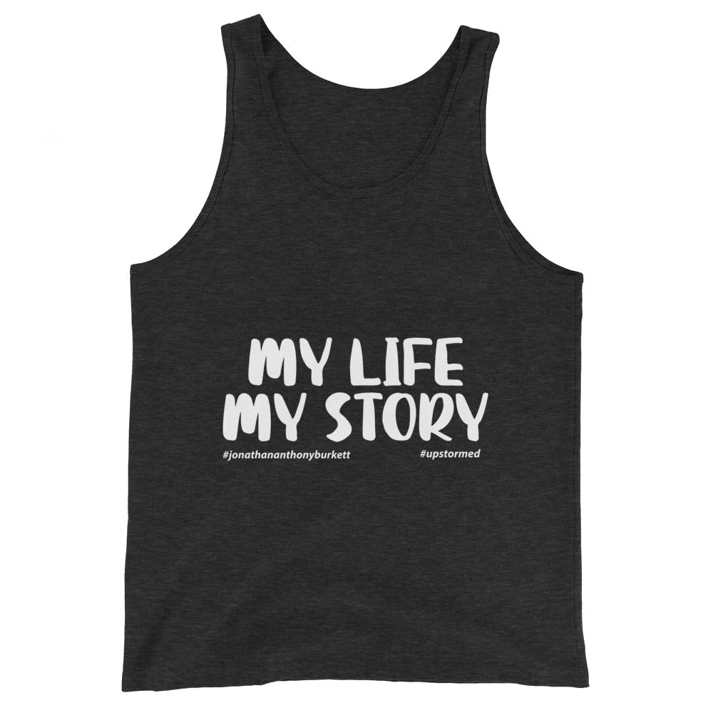 My Life My Story Upstormed Tank Top in Charcoal Black Triblend — front view