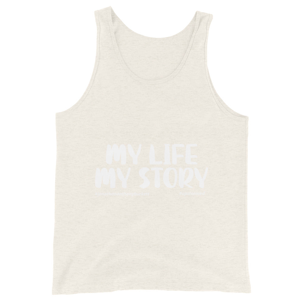 My Life My Story Upstormed Tank Top in Oatmeal Triblend — front view