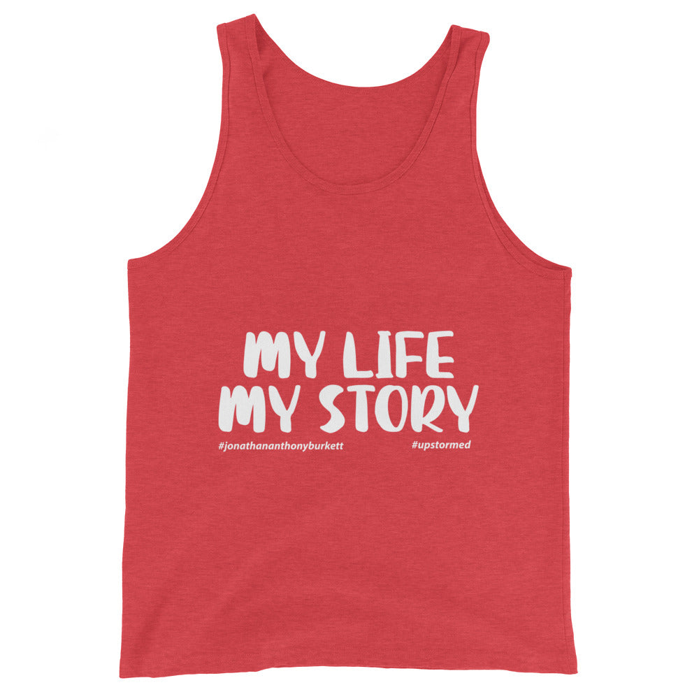 My Life My Story Upstormed Tank Top in Red Triblend — front view