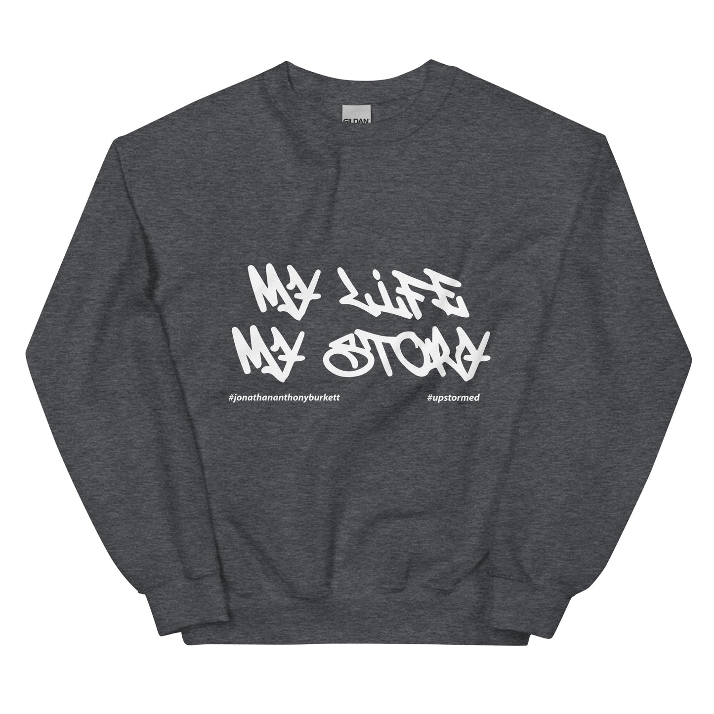 My Life My Story Upstormed Sweatshirt in Dark Heather — front view