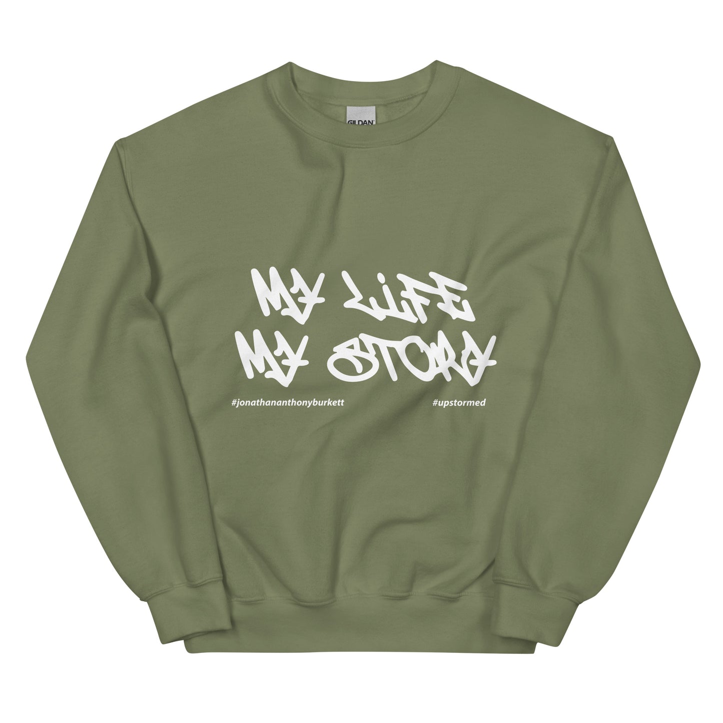 My Life My Story Upstormed Sweatshirt in Military Green — front view