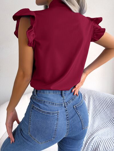 Tie  Neck Cap Sleeve Blouse – product image 18
