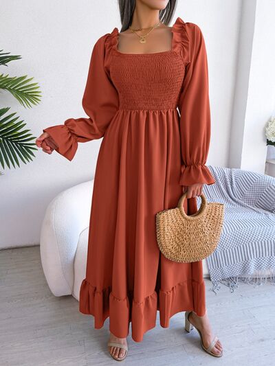 Smocked Square Neck Flounce Sleeve Dress – product image 6