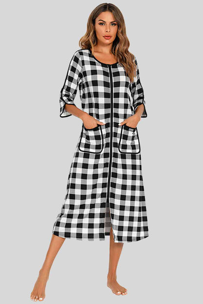Round Neck Three-Quarter Sleeve Midi Night Dress – product image 19