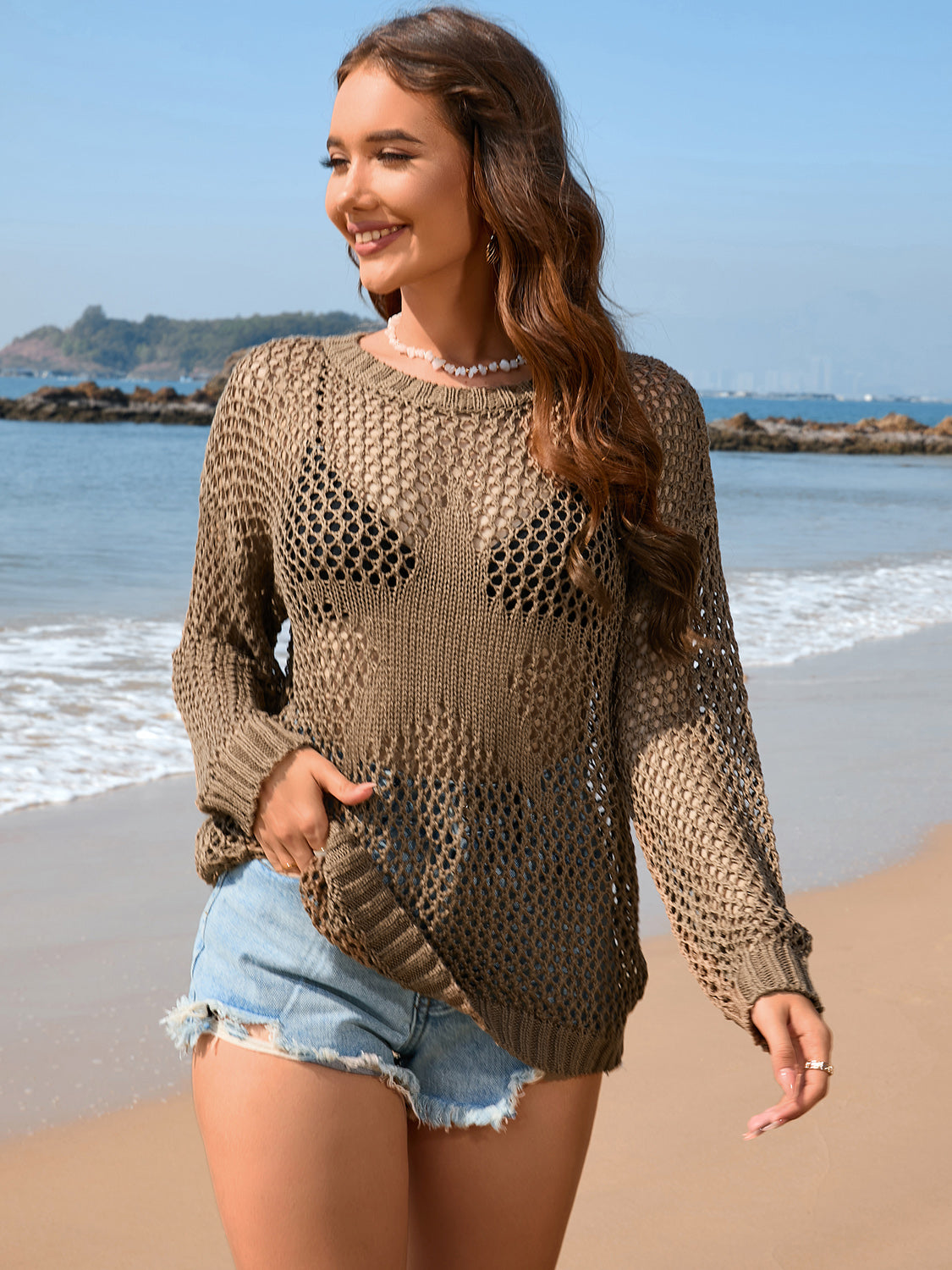 Openwork Dropped Shoulder Cover Up – product image 3