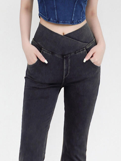 Wide Waistband Bootcut Jeans with Pockets – product image 11
