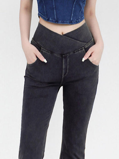Wide Waistband Bootcut Jeans with Pockets – product image 11