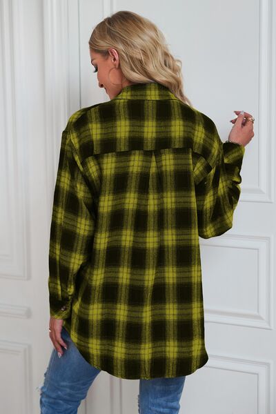 Plaid Button Up Dropped Shoulder Outerwear – product image 25