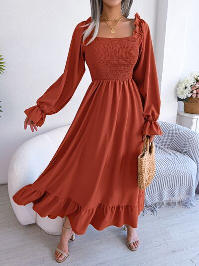 Smocked Square Neck Flounce Sleeve Dress – product image 5